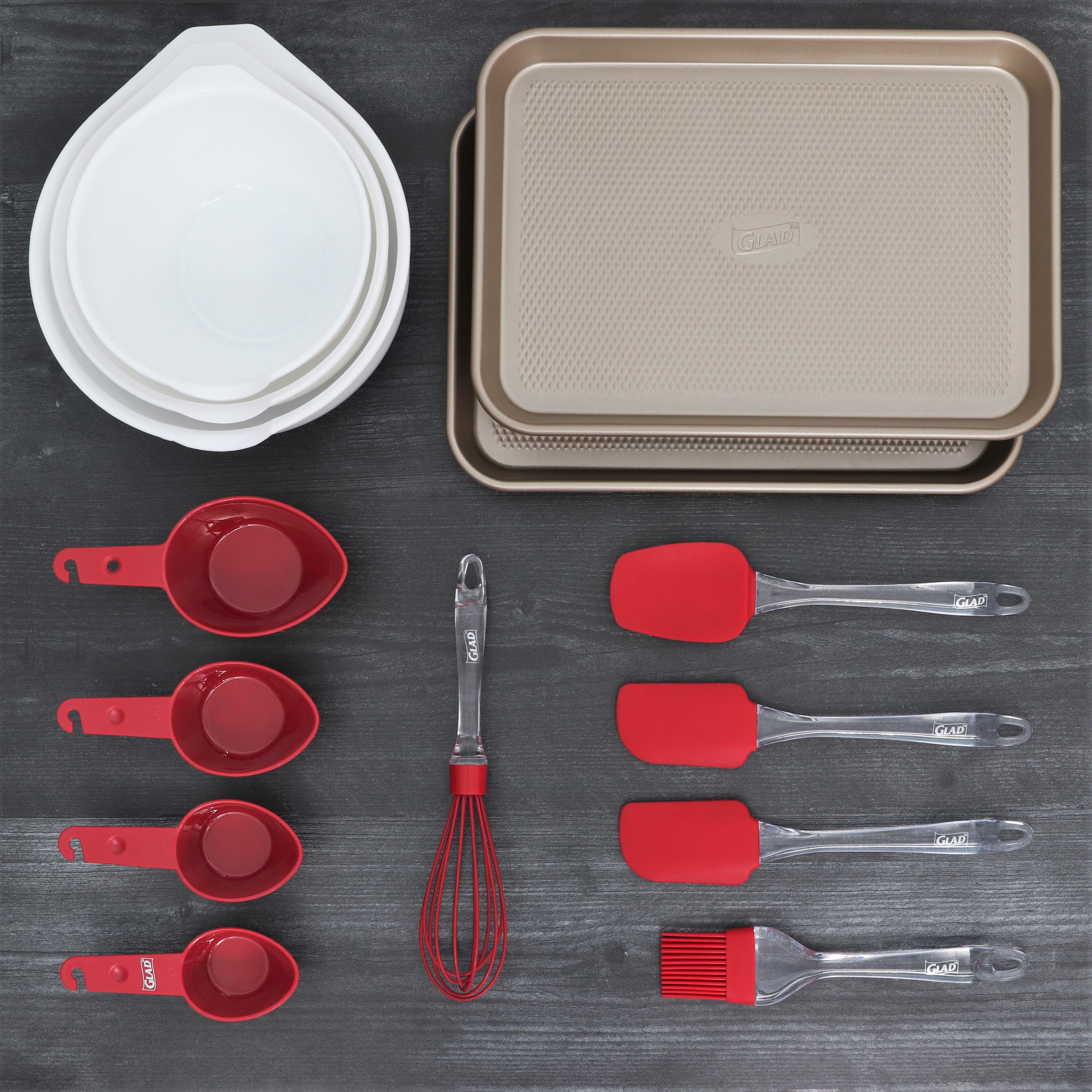 Joytable 24 Pcs Kitchen Cooking Utensil Set -Nylon Stainless Steel Non-Stick in Red