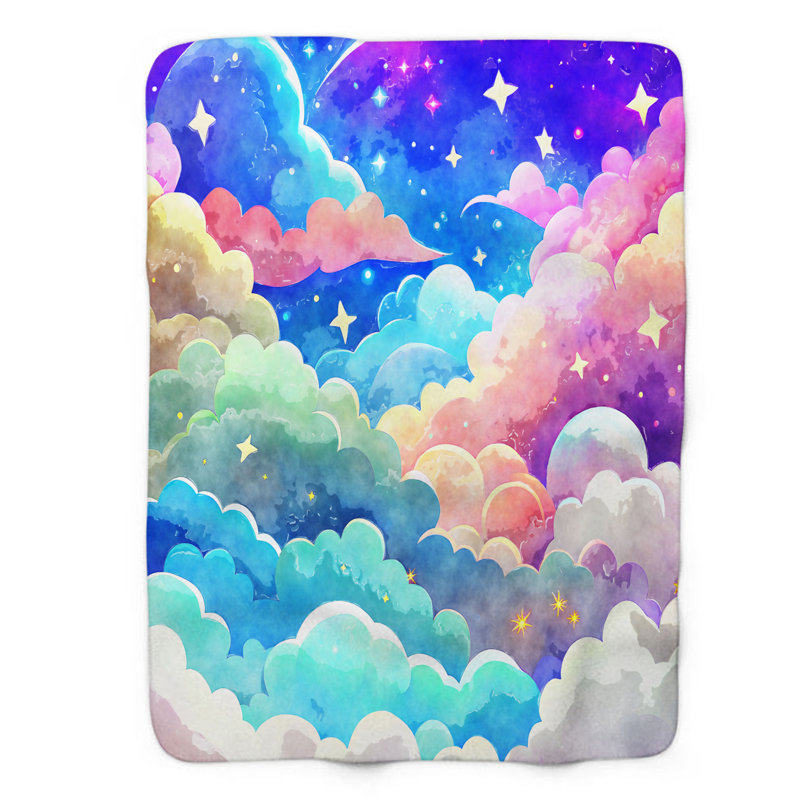 Enchanted Sky Dreams - 1 jeté Sherpa Blan Premium, L 60 po x L 80 po