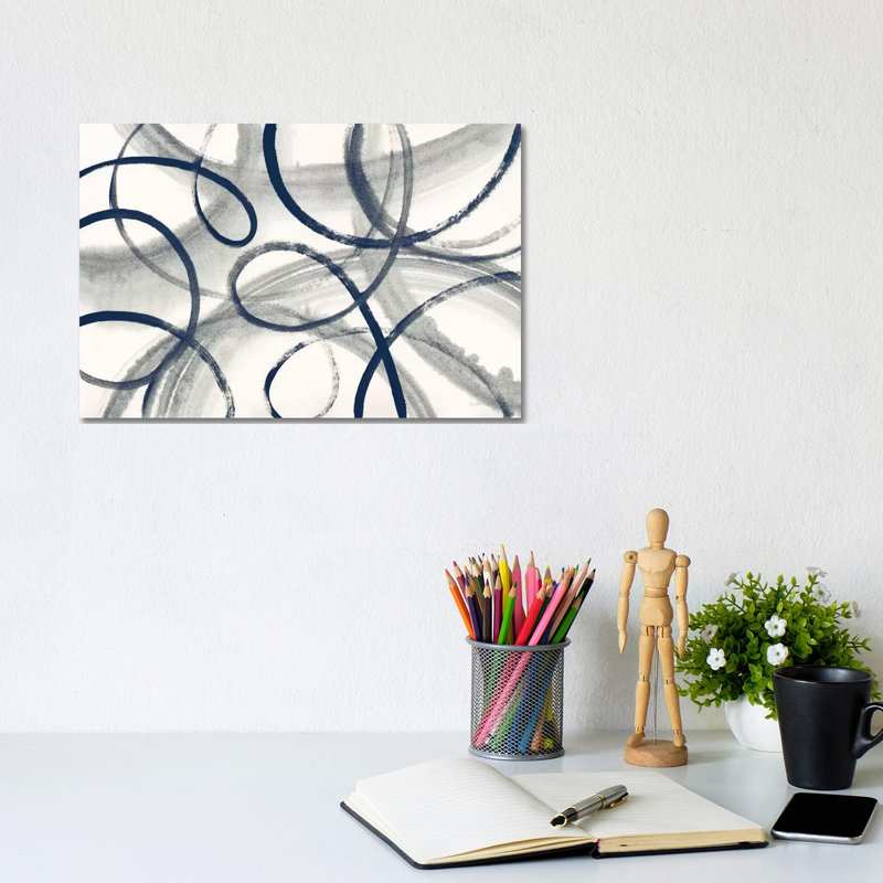 Calligraphia With Navy by Sue Schlabach - Wrapped Canvas Print, 20.32 cm H x 30.48 cm W