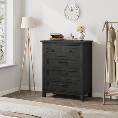 4 Dresser for Bedroom, 34.8" Tall Vertical Drawer Dresser with Large Storage, Freestanding Wooden Closet Chest