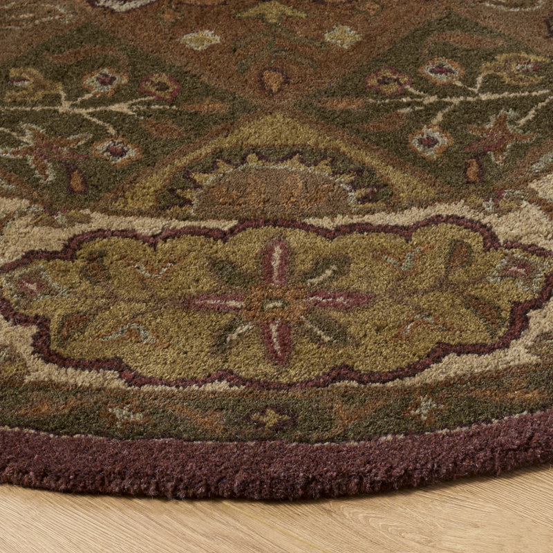 Wahcheechee Hand Tufted Wool/Cotton/Latex Oriental Rug in Rust/Ivory, Round 6'