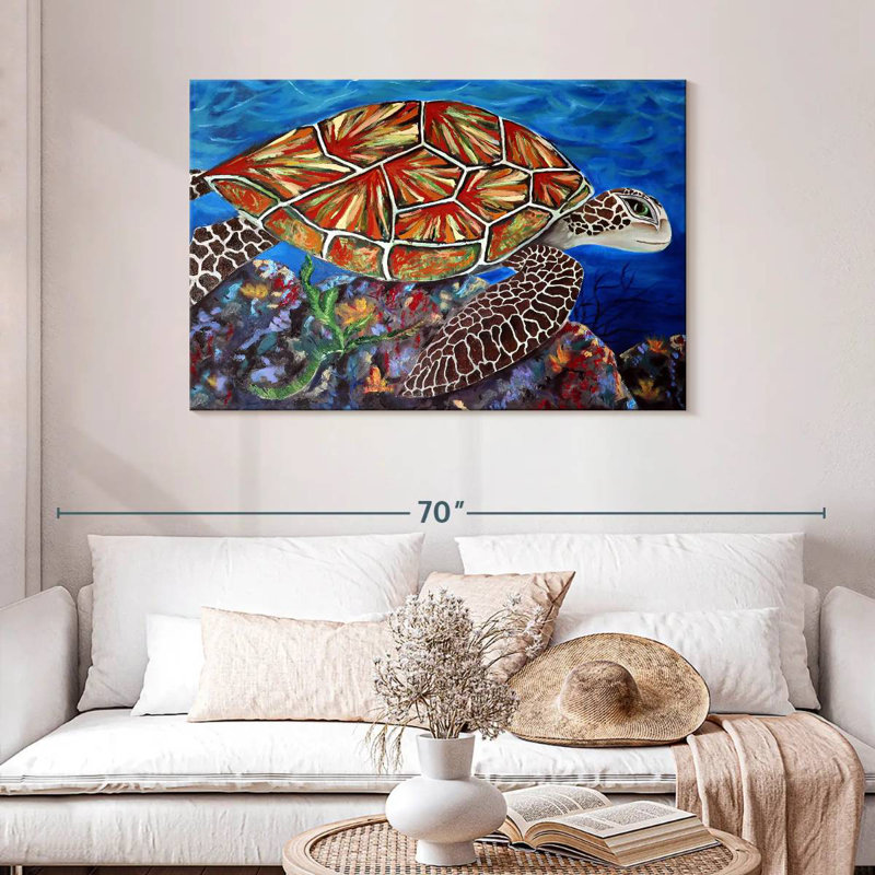 Splashy Sea Turtle, 30" H x 45" W