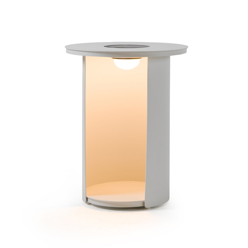 Clauson - Table de bout d'extérieur blanche avec lumière solaire