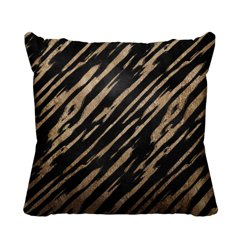 Coussin décoratif intérieur / extérieur Sana, Noir / or, L 17 po x H 17 po