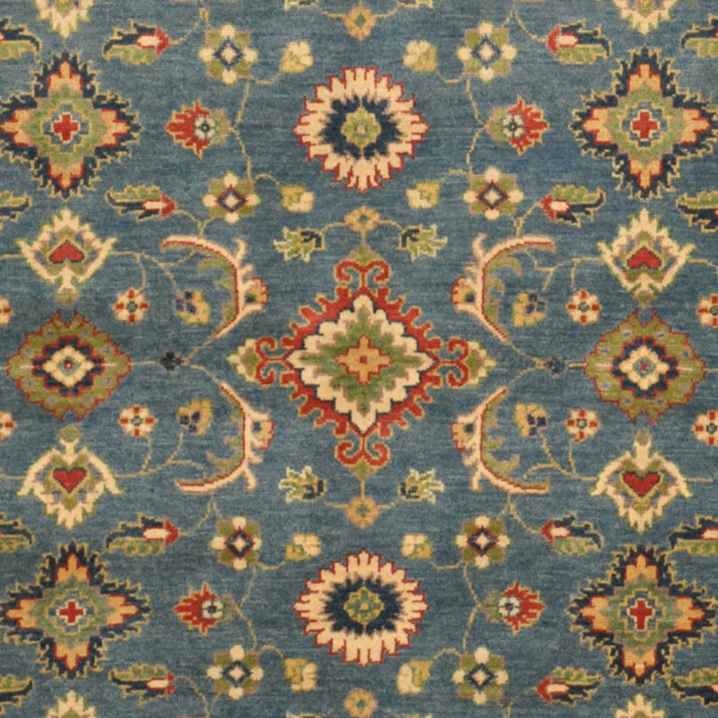 noué à la main géométrique en laine Tapis décoratif bleu glastenbury, Rectangulaire 5 pi x 6 pi 9 po