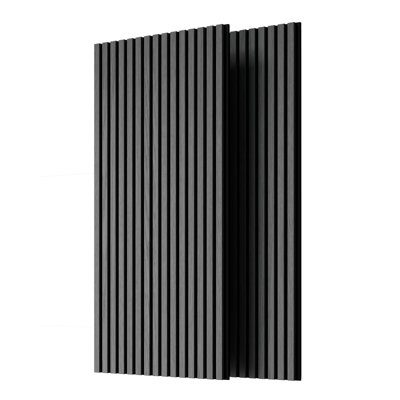 Panneaux muraux à lattes en bois 2 pièces 45,27 "x l 23,62", panneau de fibres à densité moyenne 3D cannelé avec support insonorisant pour la maison et le bureau modernes