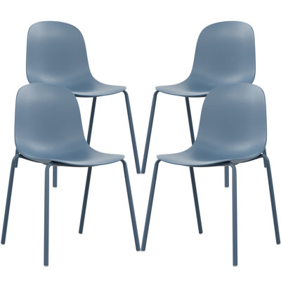 Modern Plastic Stackable Dining Chair Set Of 4 With Metal Legs For Indoor Or Outdoor