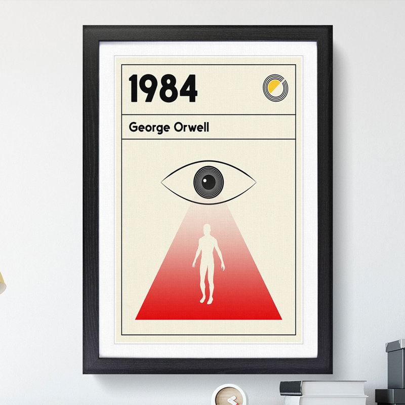 Book Cover 1984 George Orwell - Picture Frame Graphic Art, Black, 36cm H x 27cm W x 2cm D