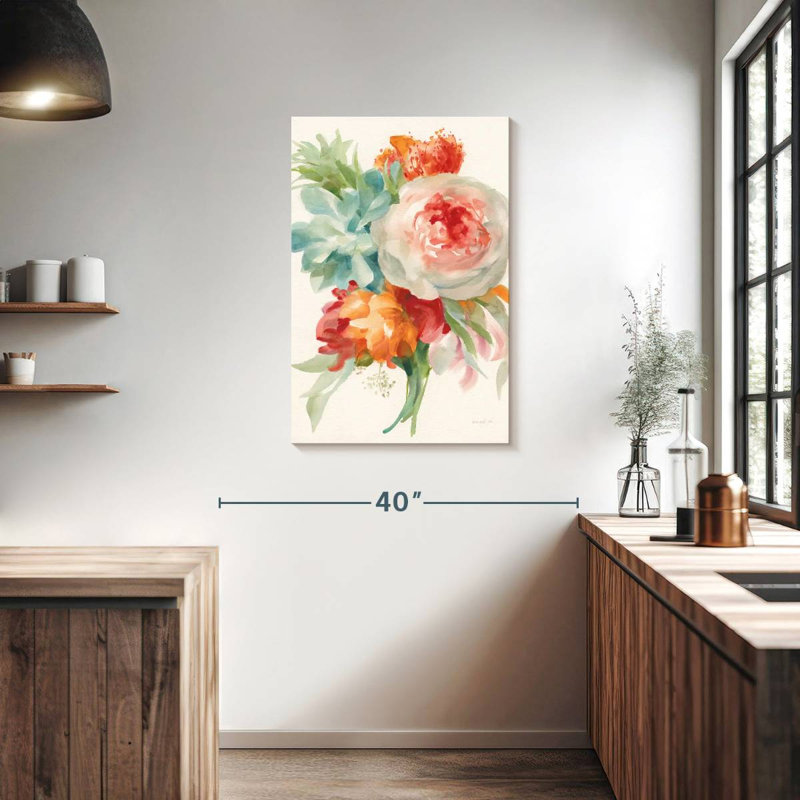 Harnek Garden Bouquet I Orange Red, 36" H x 24" W