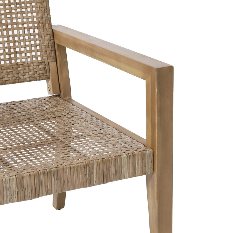Ensemble de 2 fauteuils d'extérieur en osier et bois d'acacia, multicolores et brun clair