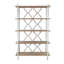 Étagère en bois vieilli 47 x 16,5 x 75 po à cinq niveaux avec découpes ornées, brun / blanc