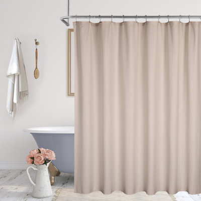 72" x 72" Waffle Shower Curtain – Heavy Duty Waterproof Fabric with Embossed Dot Pattern for Bath Tub Stall – White, Hooks Not Included