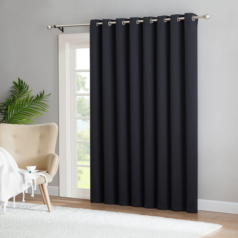 NICOLE PATIOS Extra Wide Solid Room Darkening Curtain Panel, 102" W x 96" L, Beige Ivory
