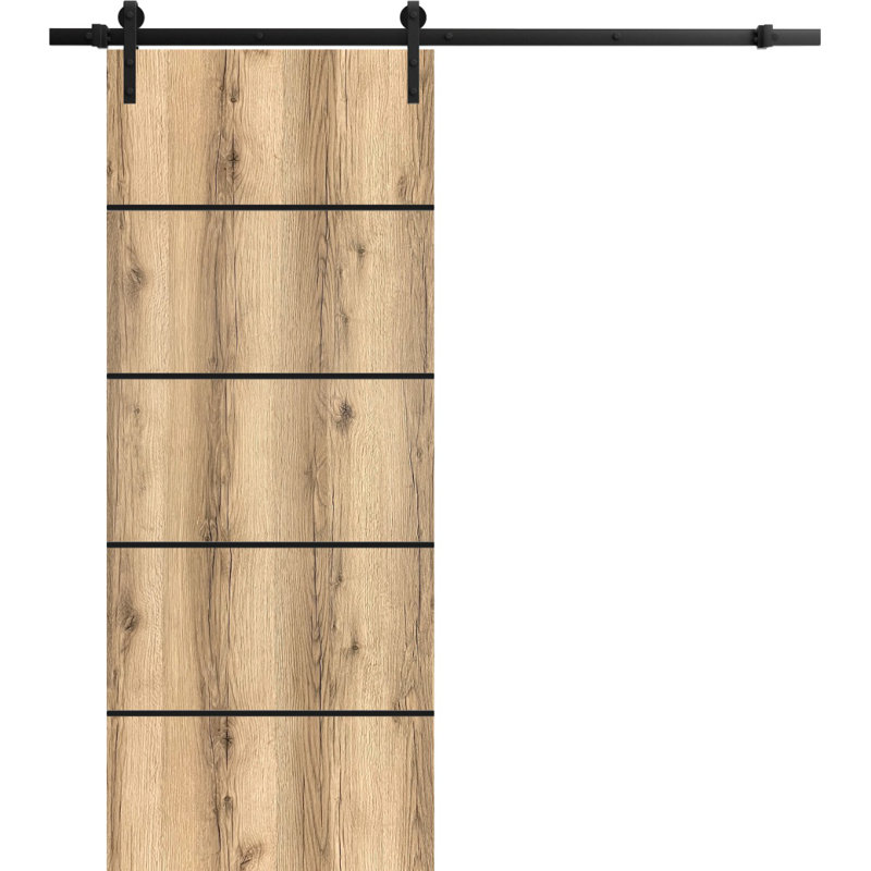 Porte de grange en bois massif massif, Chêne, 18 po x 80 po