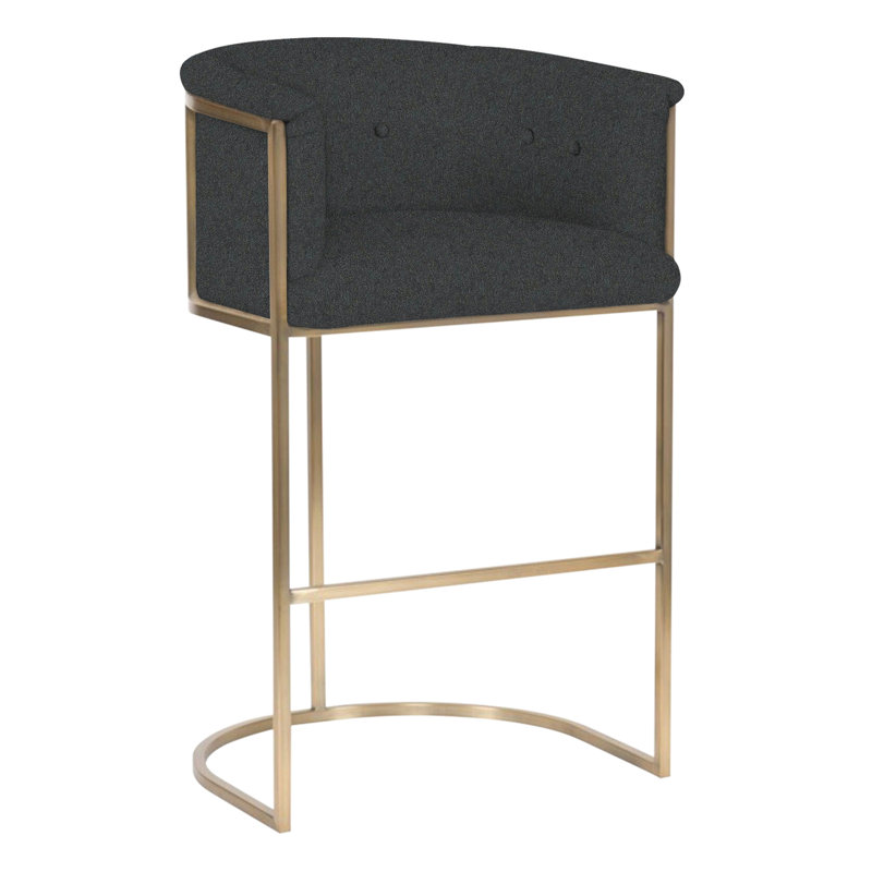 Skye Upholstered Stool with Metal Frame, Ian Lagoon