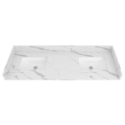 60'' Quartz Double Bathroom Countertop With Sinks – For Vanity Replacement, No Cabinet