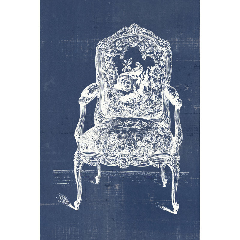 Antique Chair Blueprint V - Wrapped Canvas Painting, 46cm H x 30cm W x 3.8cm D
