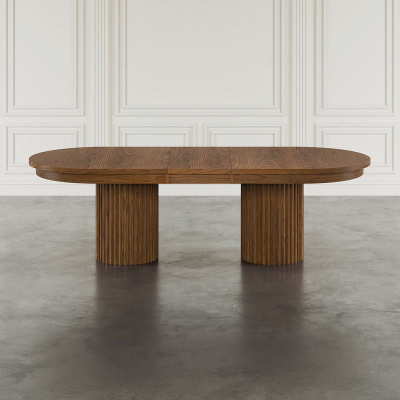 Lange Mid-Century Modern 101" Double Pedestal Dining Table - Chestnut, Chestnut