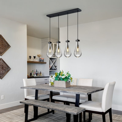 Raindrop Teardrop Pendant Light – Clear Solid Glass Hanging Fixture