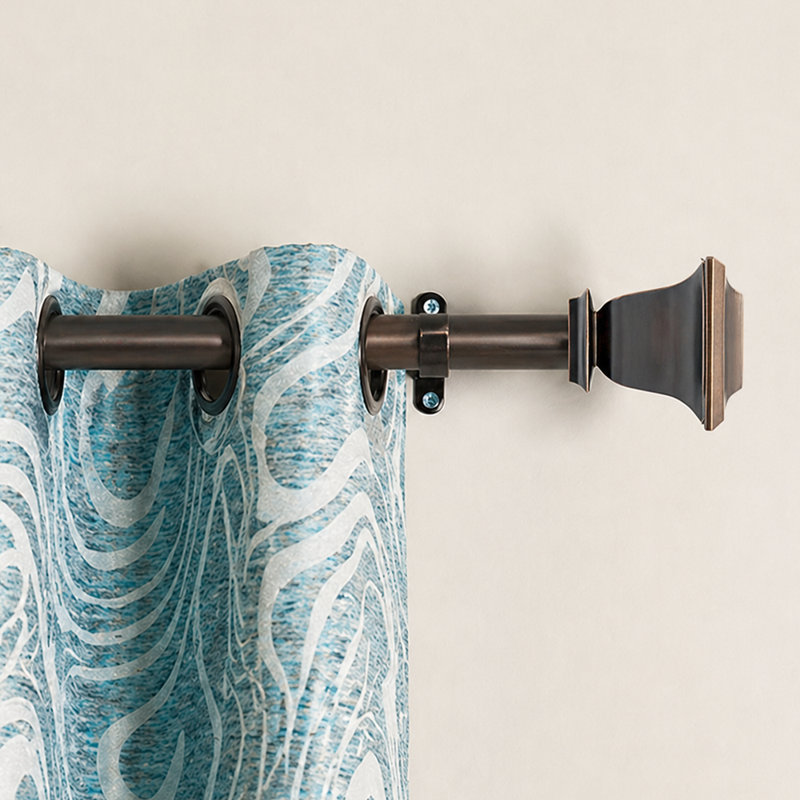 Tringle à rideaux pour fenêtres 44 - 120 po, tringle à draperie extensible en métal robuste de 1 po, tringle à rideaux réglable avec faîteaux décoratifs Quatro pour le salon, bronze impérial