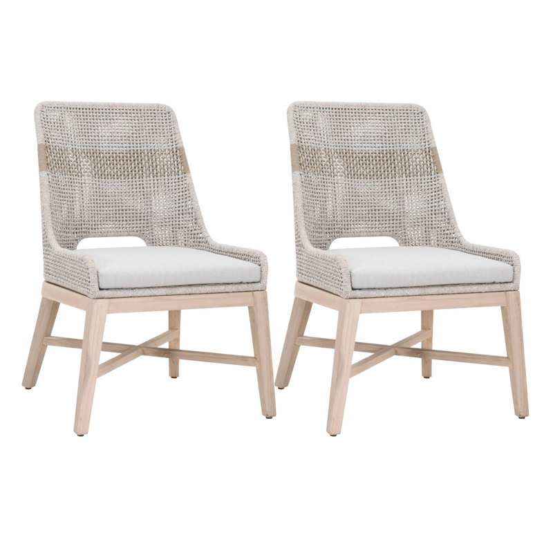 Chaise d'appoint, Cordon plat blanc / teck, Taupe
