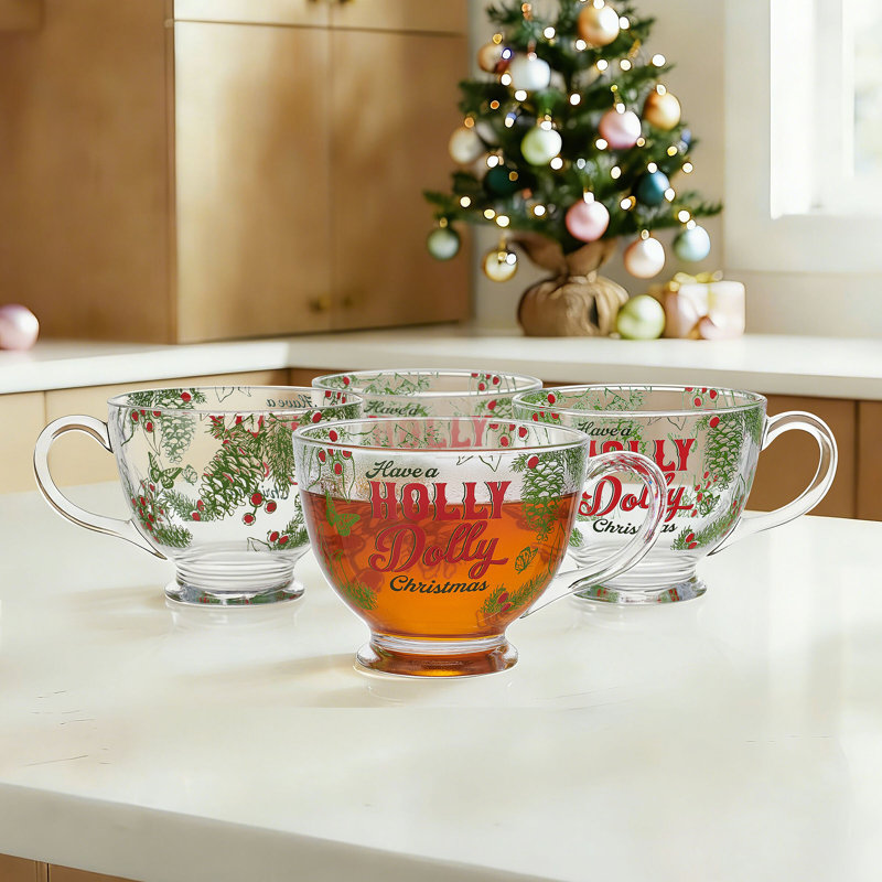 Ensemble de 4 grandes tasses «Have a Holly Dolly Christmas» Holly Dolly