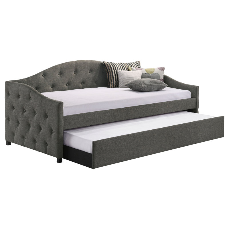 Tremont Grey Upholstereddaybed With Trundle