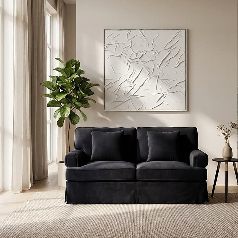 3 Seater Velvet Sofa, Black