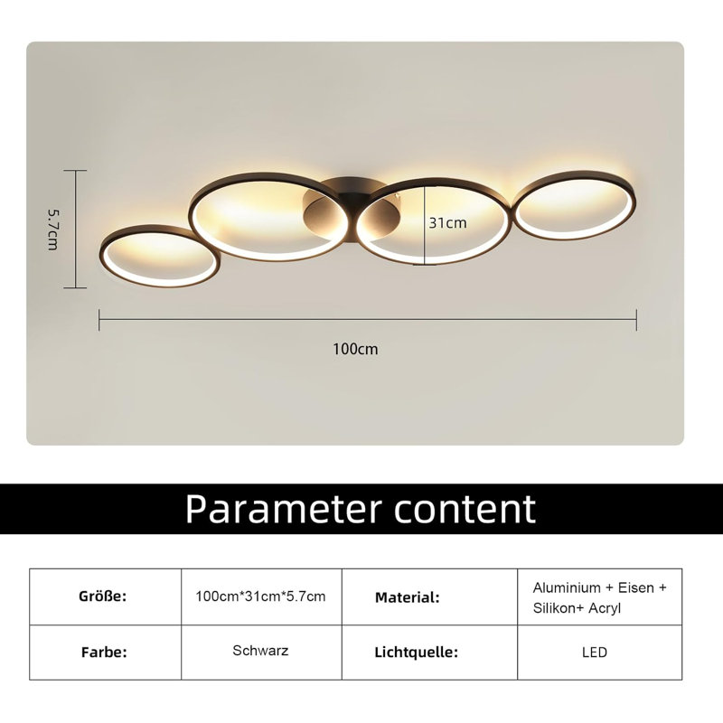 LED Semi Flush Mount, Black