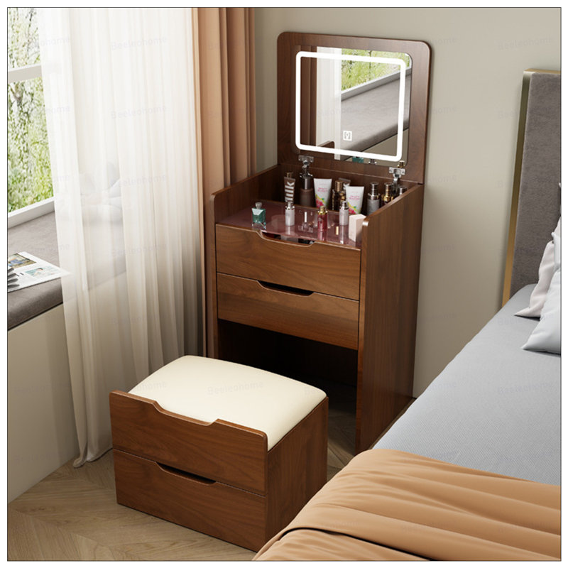 Meuble-lavabo 3 en 1 avec miroir Plip, Noyer