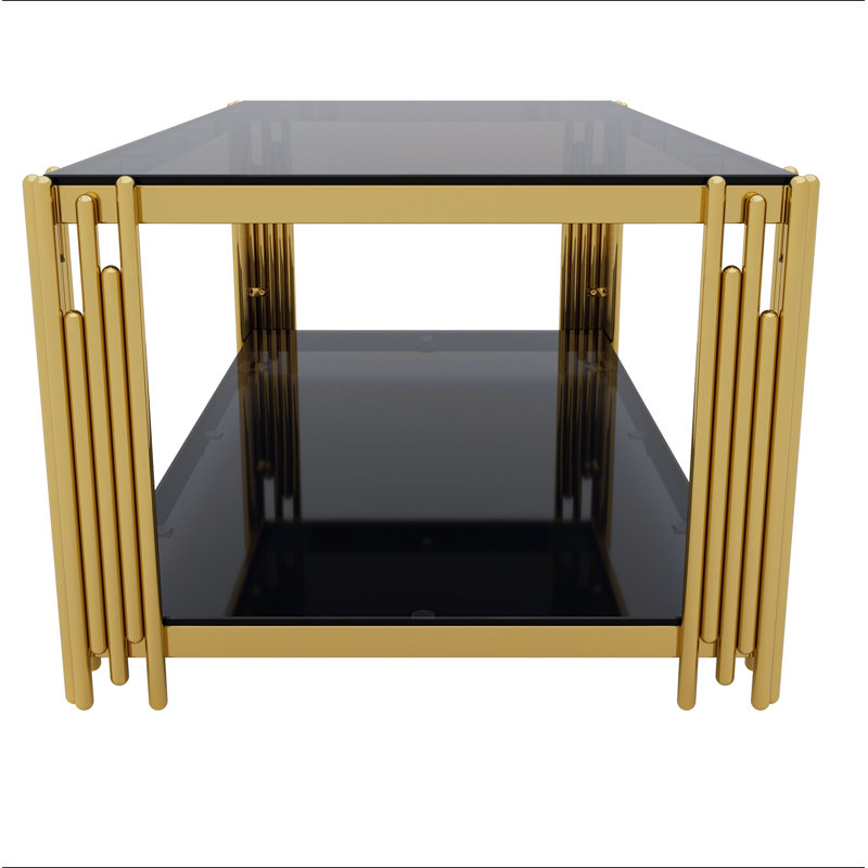 Table basse moderne rectangulaire noire, miroir