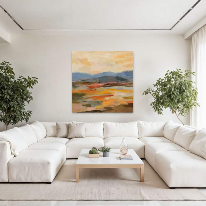 «Distant Mountain Ii», art abstrait contemporain, H 48 po x l 48 po