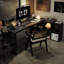 Bureau rectangulaire en bois massif noir-87262629