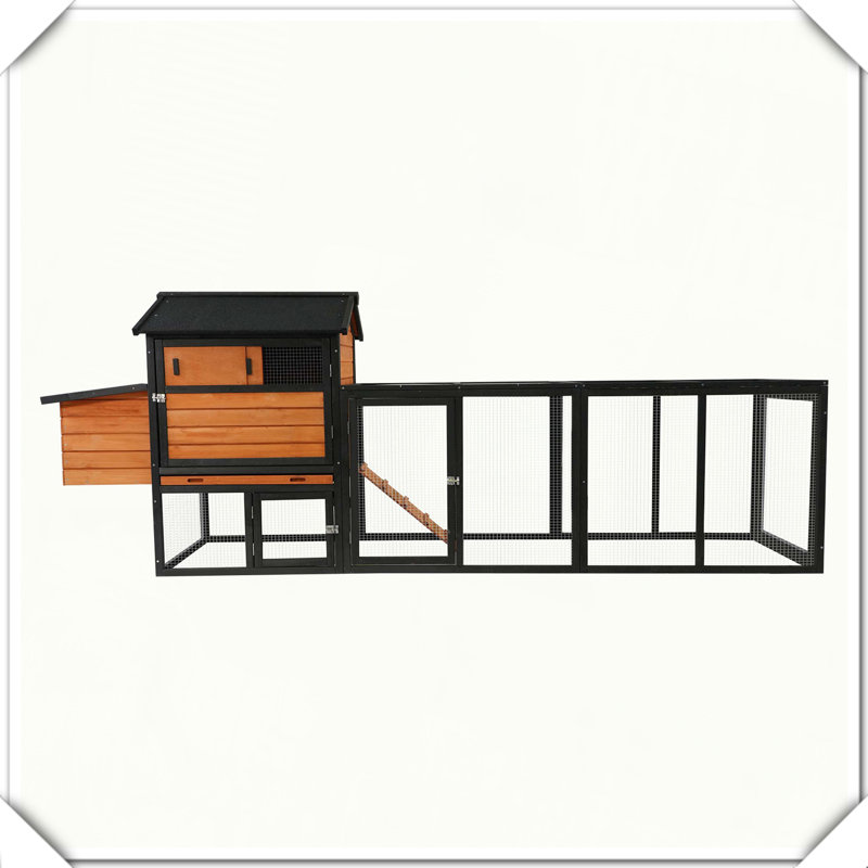Grande cage à poules en bois, Gris / Noir