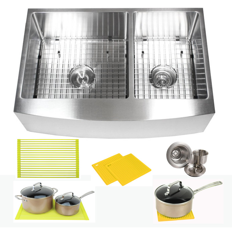 CozyBlock 33'' L Double Bowl Stainless Steel Kitchen Sink