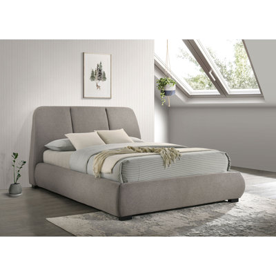 Grand lit plateforme tapissier Taupe