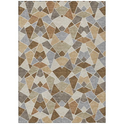 Machine Washable Indoor/Outdoor Chantille ACN2504 Geometric Rug