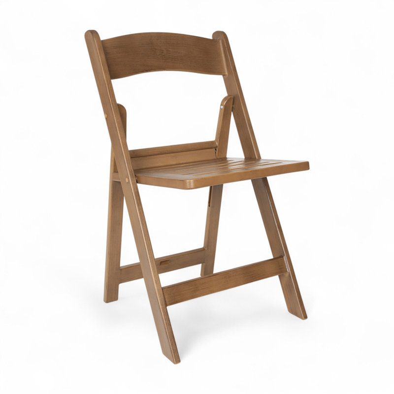 Izik 1000 lb. Capacity White Resin Folding Chair with Slatted Seat, Brown