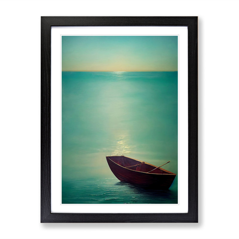 Vacant Boat - Wall Art, Black Framed Paper, 48cm H x 36cm W, White