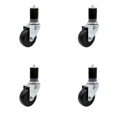 Hard Rubber Wheel Swivel 1-5/Expanding Stem Caster Set