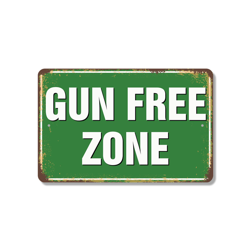 Gun Free Zone Street 8 Inch x 12 Inch Plastic Sign