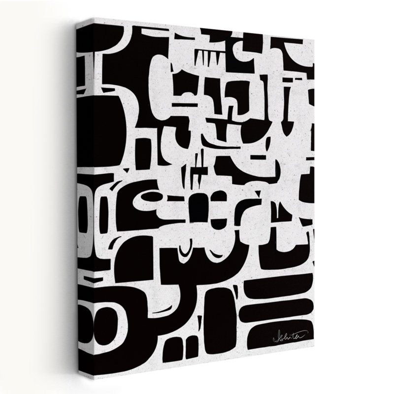 Noir - Art moderne Mid-Century abstrait, H 24 po x l 16 po