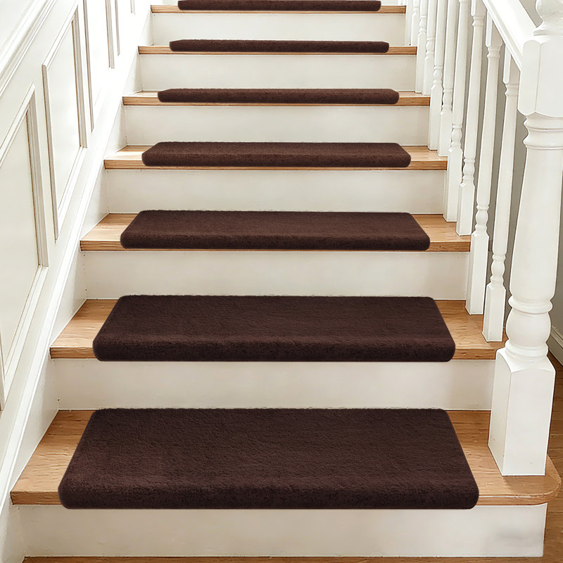 Tapis d'escalier intérieur antidérapant Scarlettrose, Marron foncé, 14