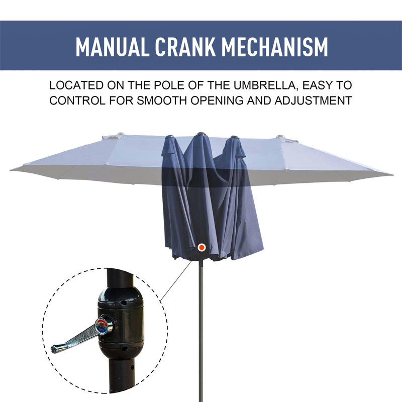 Brenndan 455cm X 265cm Rectangular Market Parasol, Blue