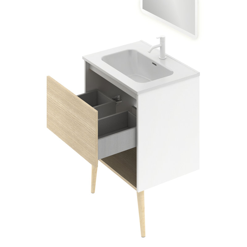 Selsey Vanity & Mirror Set, Light Wood
