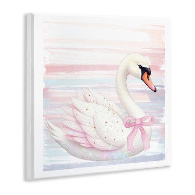 Plaque murale cygne rose avec ruban, design par Kim Allen