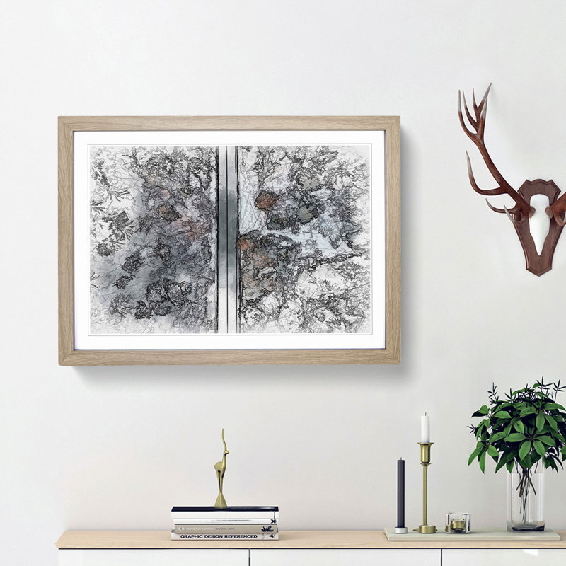 Dividing the Forest in Abstract - Picture Frame Graphic Art Print, Oak Framed, 27cm H x 36cm W x 2cm D