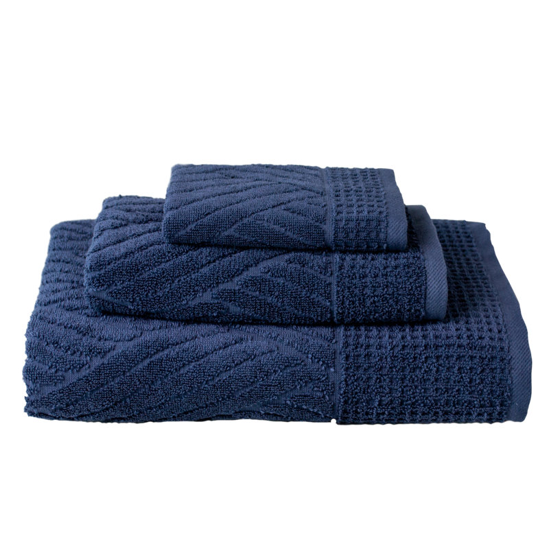 Ensemble de serviettes en coton turc 3 pièces Charlbury, Denim
