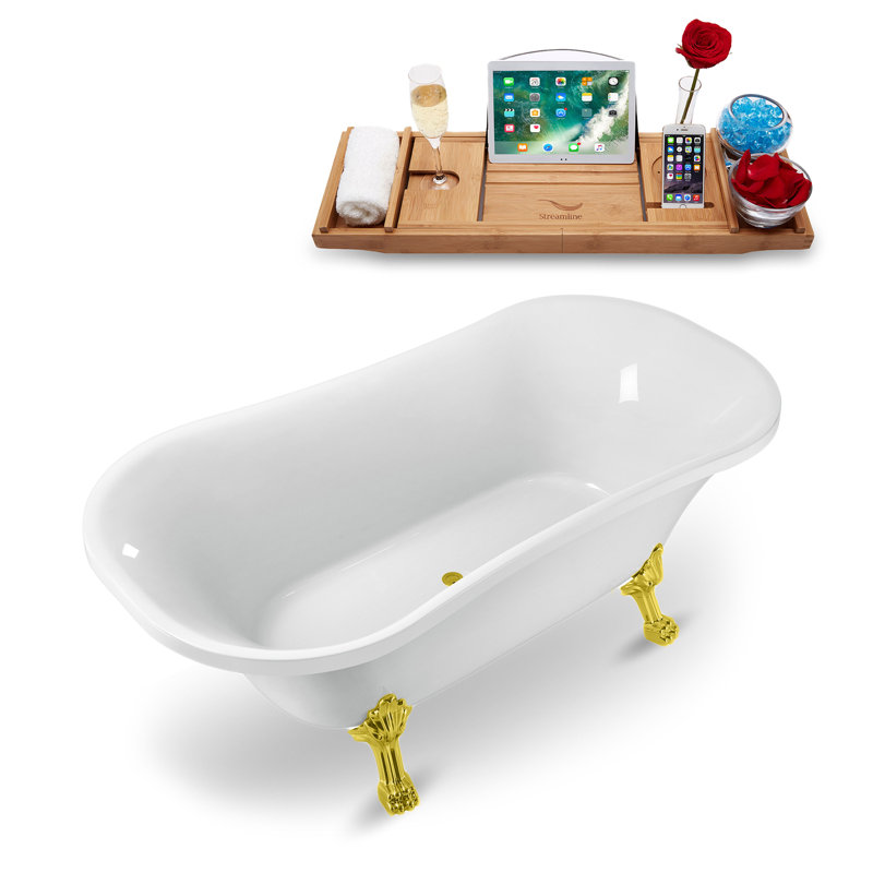 68'' x 33.9'' Soaking Acrylic Bathtub, Polished Gold, Polished Gold