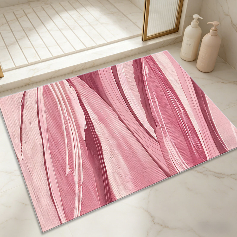 Abstract Brushstroke Pink carpet-easy to clean, machine-washable, soft and comfortable; suitable for door mats, kitchens, living rooms, bedrooms, corridors, and laundry areas. Easy to clean, durable carpet for home decoration.